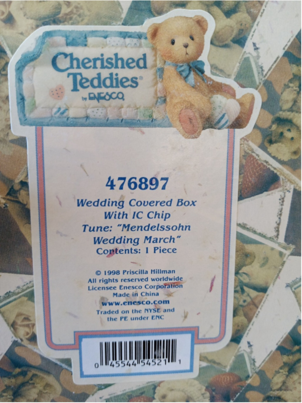 Cherished Teddies Wedding Covered Box with IC Chip Mendelssohn Wedding March New